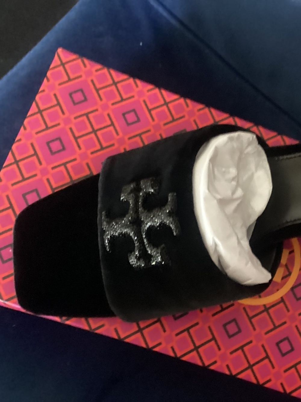 NIB Tory Burch- Eleanor Pave Mule Sandal - BLACK